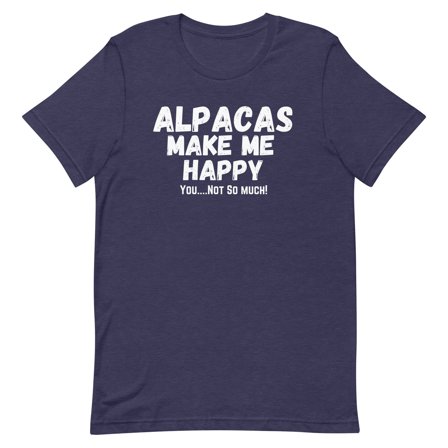 Add a touch of humor and alpaca love to your wardrobe with our "Alpacas Make Me Happy" T-shirt. Perfect for those who cherish these charming creatures more than anything else!