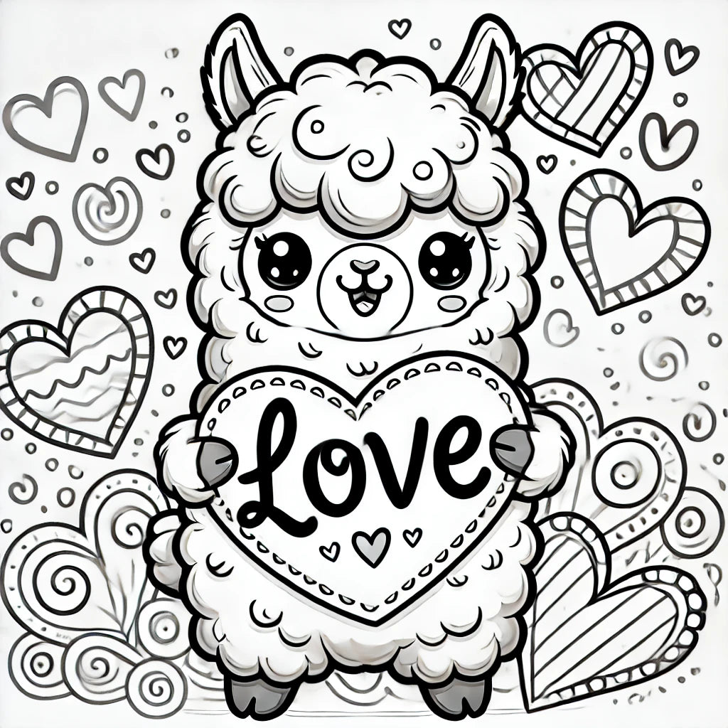 Alpaca My Crayons: A Valentine Coloring Book