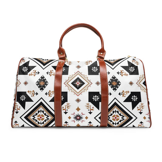 Set off on your next adventure with the Geometric Aztec Travel Bag, exclusively from Texas Diamond D Farms. 