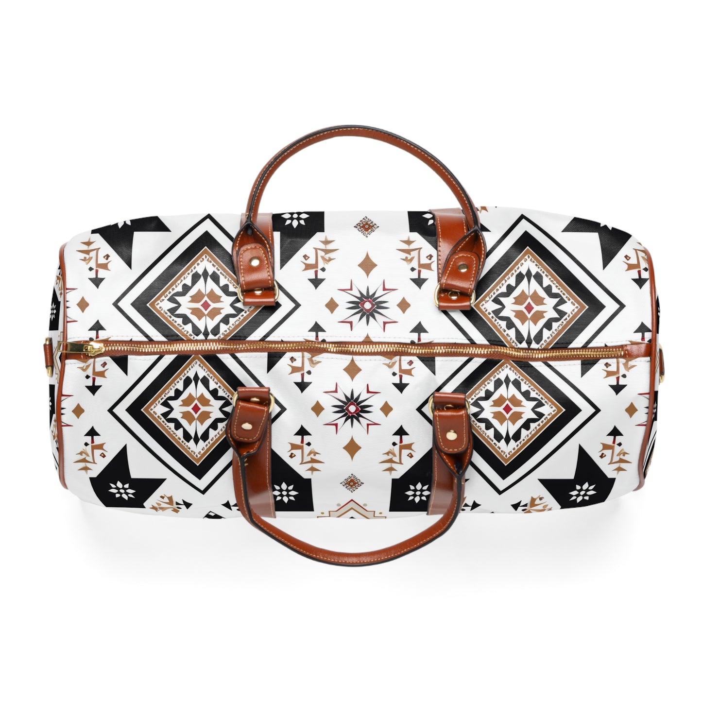 Set off on your next adventure with the Geometric Aztec Travel Bag, exclusively from Texas Diamond D Farms. 