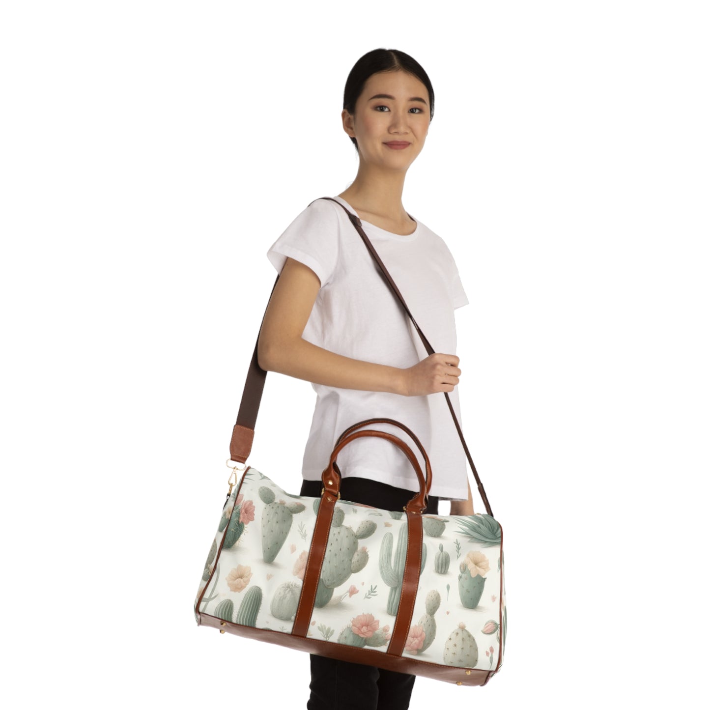 Elevate your travel style with the Pastel Cactus Travel Bag from Texas Diamond D Farms. 