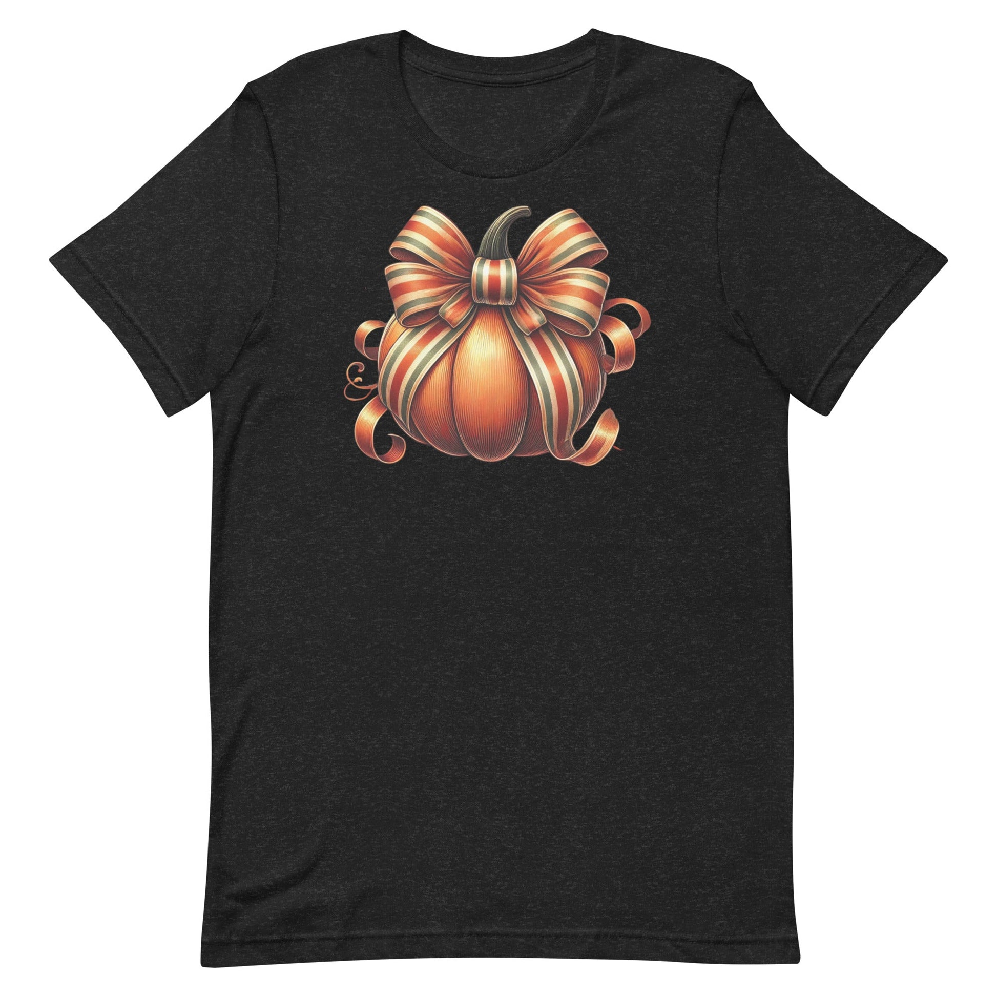 Embrace the cozy vibes of autumn with our Pumpkin Coquette t-shirt! 