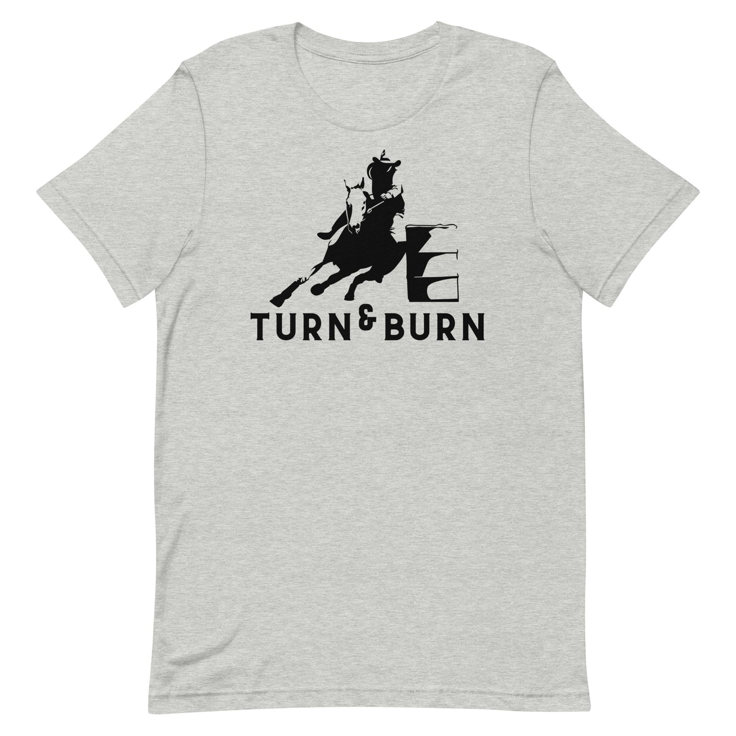 Rev up your rodeo style with our 'Turn and Burn' Barrel Racer T-shirt! Inspired by the adrenaline-fueled world of barrel racing, this tee captures the heart-pounding excitement of each tight turn and lightning-fast run. 